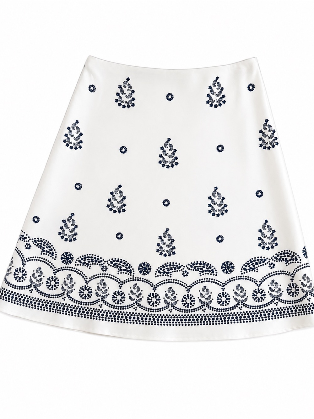 White House Black Market Cream A-Line Skirt with Beading